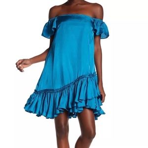 Cinq a sept Malibu Ruffle dress in Mali Blue